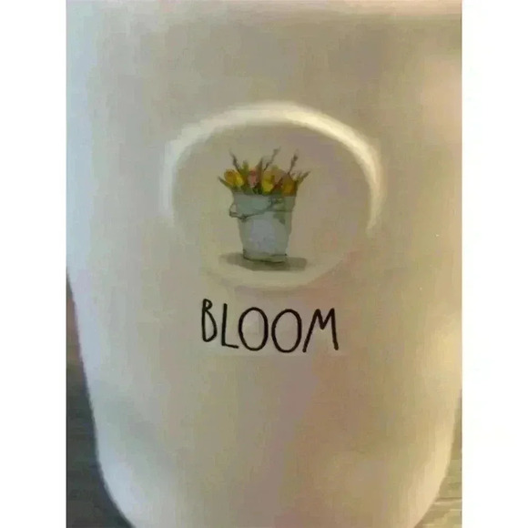 Rae Dunn "Bloom" White Ceramic Canister Jar 9.5" Tall Whimsical Decor - Picture 2 of 7